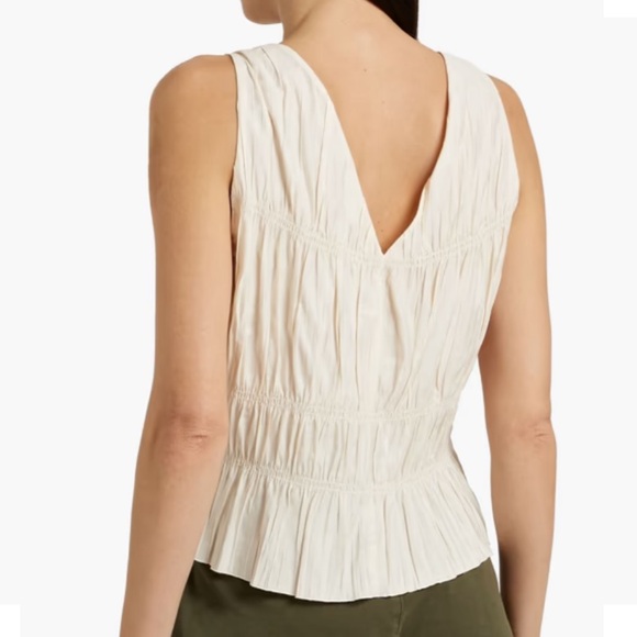 FRAME Tie-front ruched crinkled voile top sz. XL - Picture 2 of 5